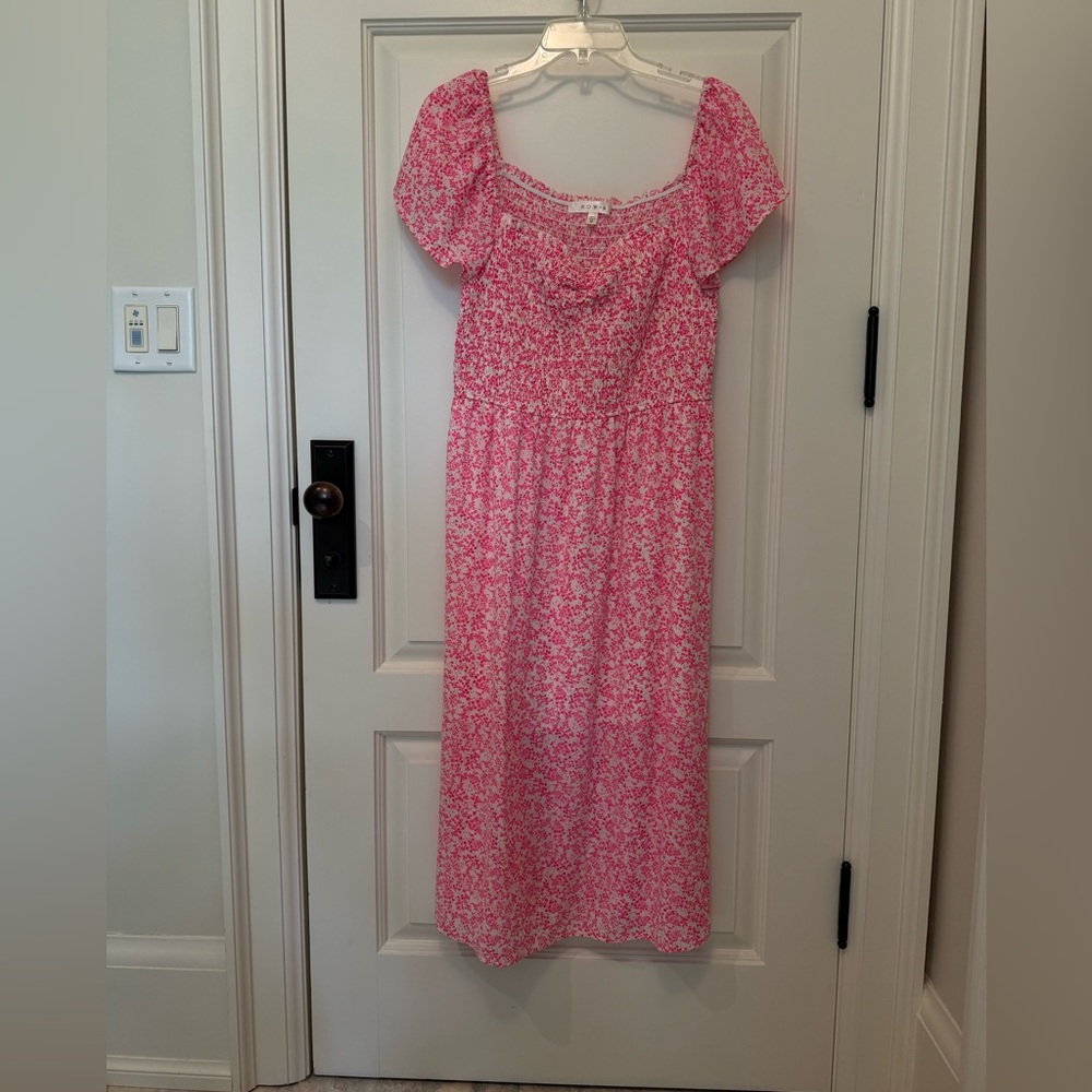 ROW❤️A  Pink flowered smocked dress US XL